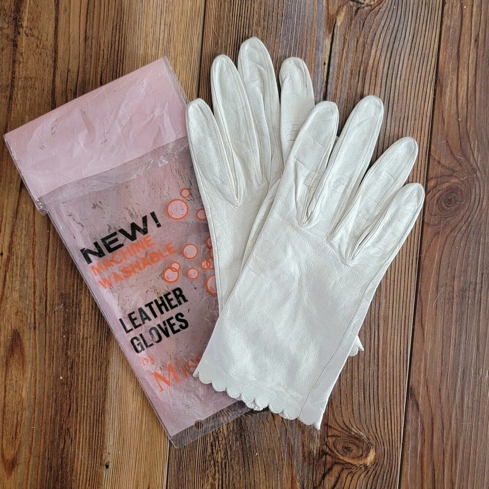 MISS ARIS Vtg WOMEN'S LEATHER GLOVES SZ 7 CREAM DRIVING COTILLON PHILIPPINES